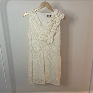 MSGM White Dress with Lace Detail